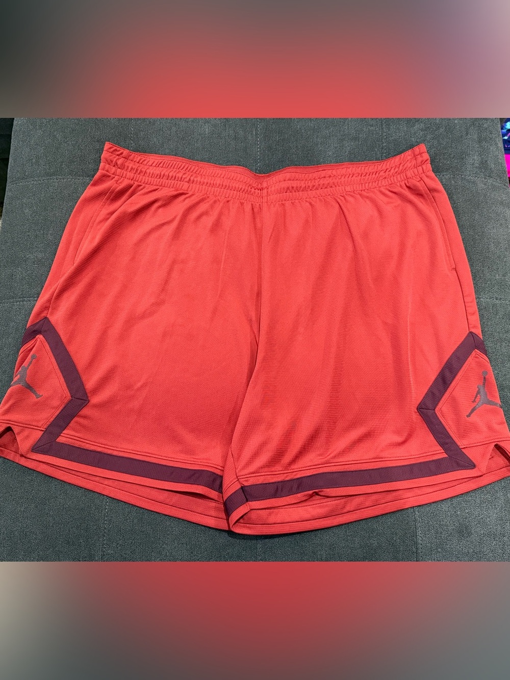 Jordan Red Athletic Shorts with Dark Red Trim